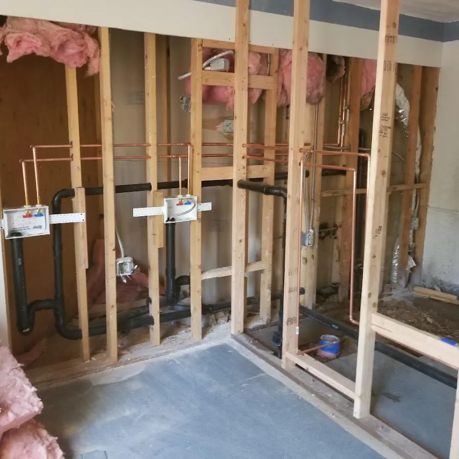 Copper pipe rough-in and plumbing installation in Laurel Hill